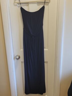 J. Crew Navy Blue Maxi Dress with Drawstring Waist
